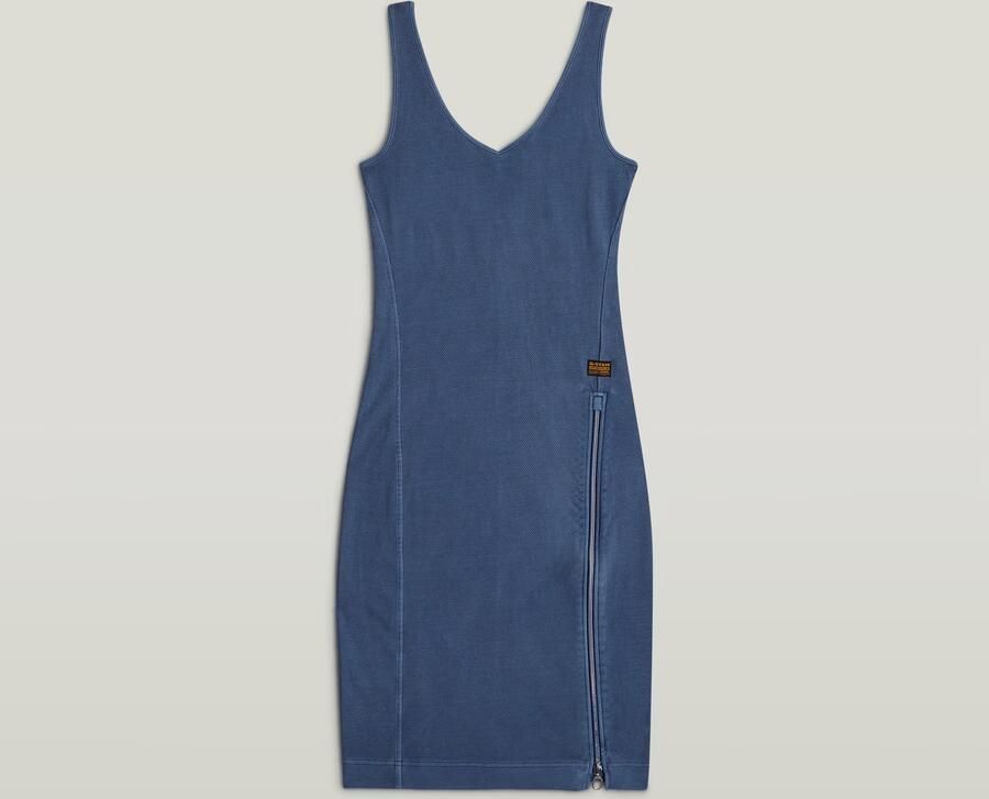 G-Star RAW Overdyed Jurk Asymmetric Zip Midden blauw Dames - Foto 6
