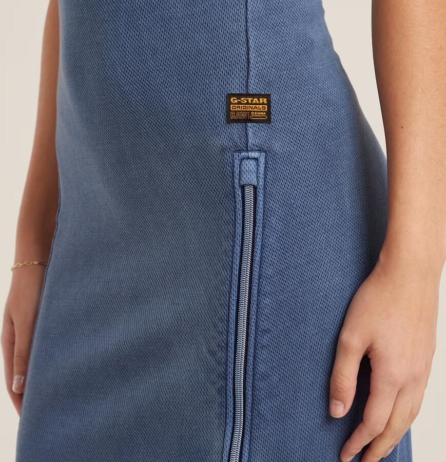G-Star RAW Overdyed Jurk Asymmetric Zip Midden blauw Dames - Foto 5