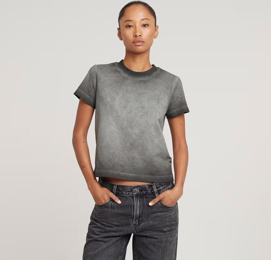 G-Star RAW Overdyed Micro Boxy Top Zwart Dames