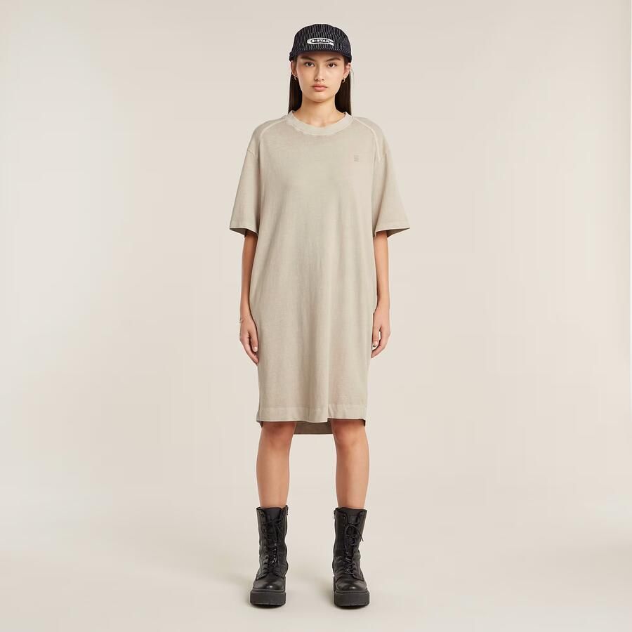 G-Star RAW Overdyed Saddle Sleeve Loose T-Shirt Jurk Beige Dames - Foto 6