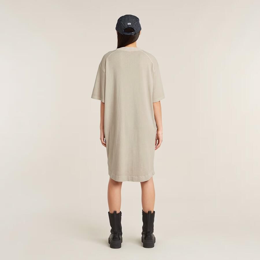 G-Star RAW Overdyed Saddle Sleeve Loose T-Shirt Jurk Beige Dames