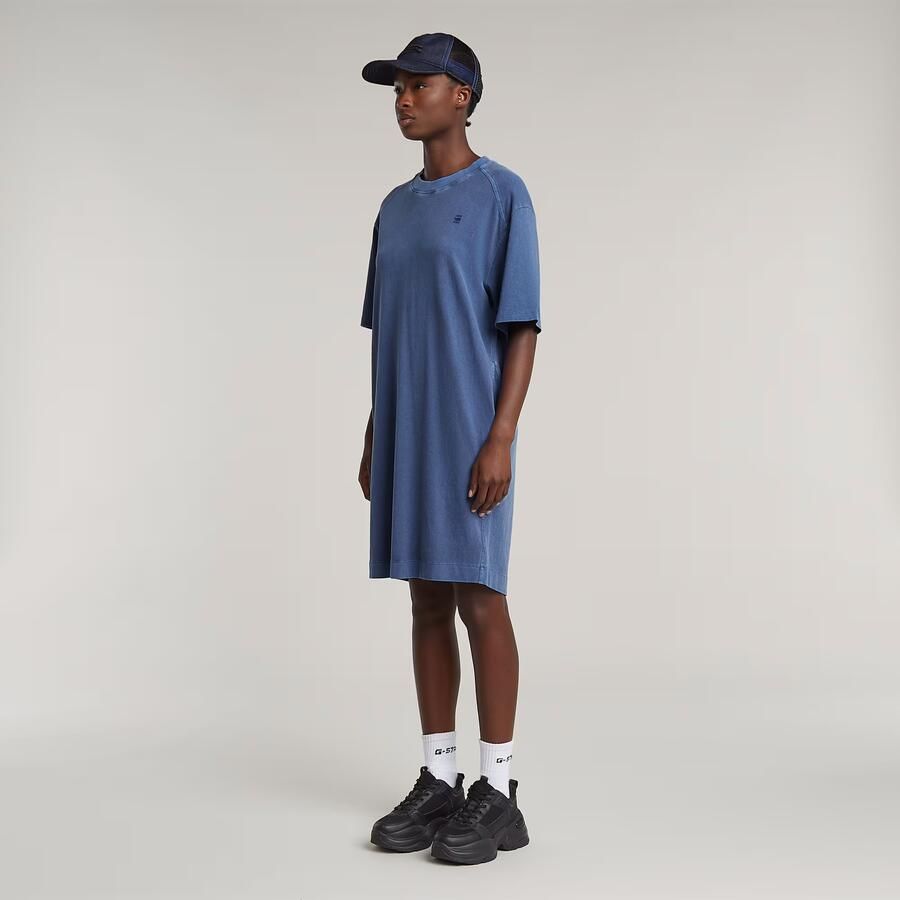 G-Star RAW Overdyed Saddle Sleeve Loose T-Shirt Jurk Midden blauw Dames - Foto 2