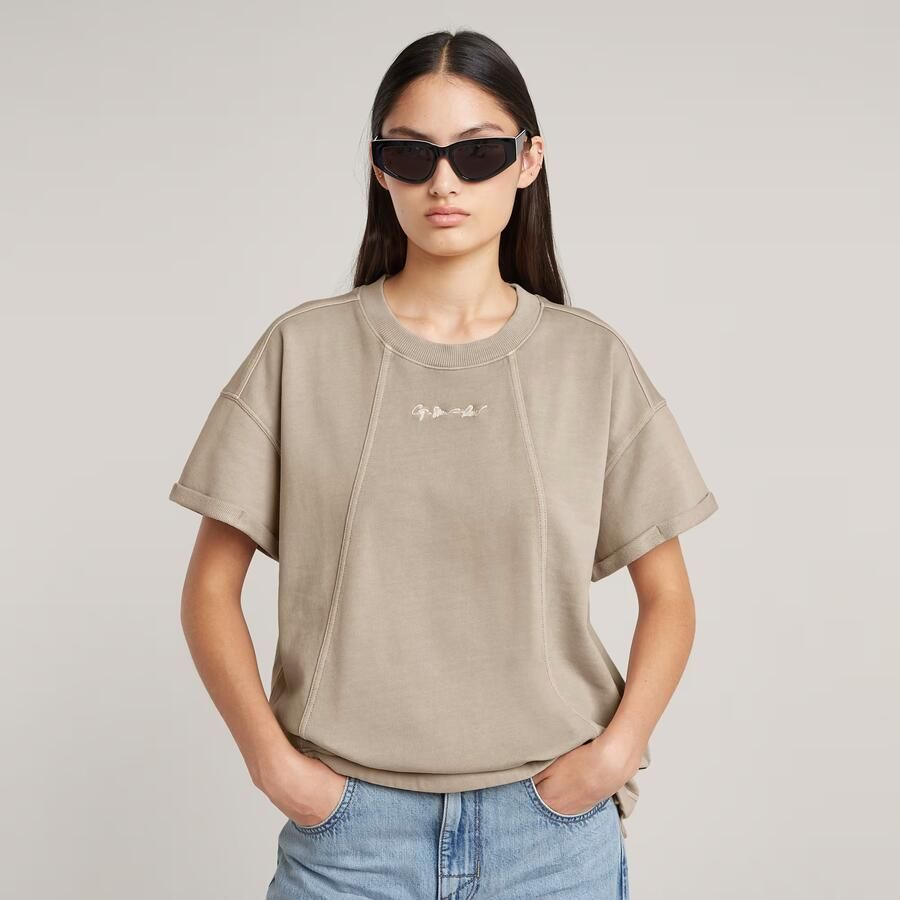 G-Star RAW Overdyed Seam Details Sweater Beige Dames - Foto 2