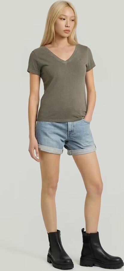 G-Star RAW Overdyed Slim V T-Shirt Bruin Dames - Foto 4