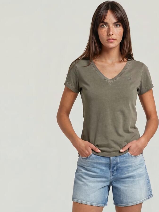 G-Star RAW Overdyed Slim V T-Shirt Bruin Dames - Foto 5