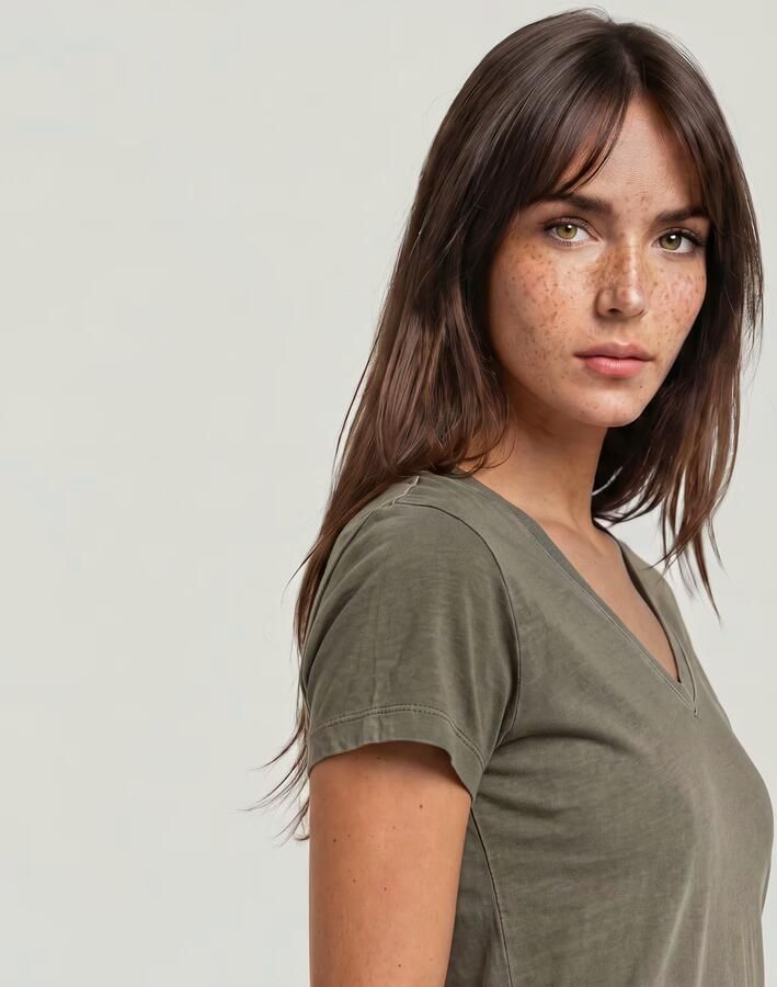 G-Star RAW Overdyed Slim V T-Shirt Bruin Dames - Foto 4