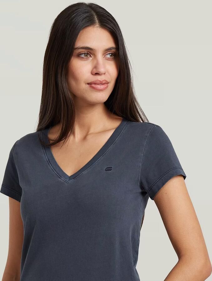 G-Star RAW Overdyed Slim V T-Shirt Donkerblauw Dames - Foto 4