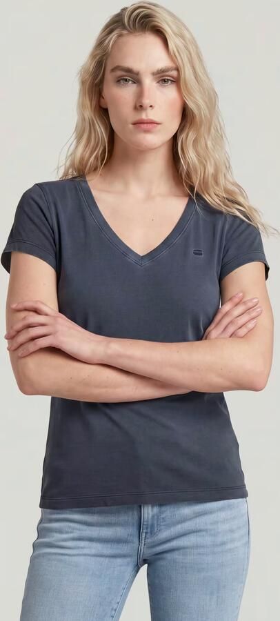 G-Star RAW Overdyed Slim V T-Shirt Donkerblauw Dames - Foto 5
