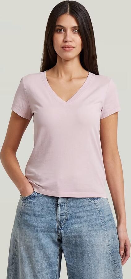 G-Star RAW Overdyed Slim V T-Shirt Roze Dames