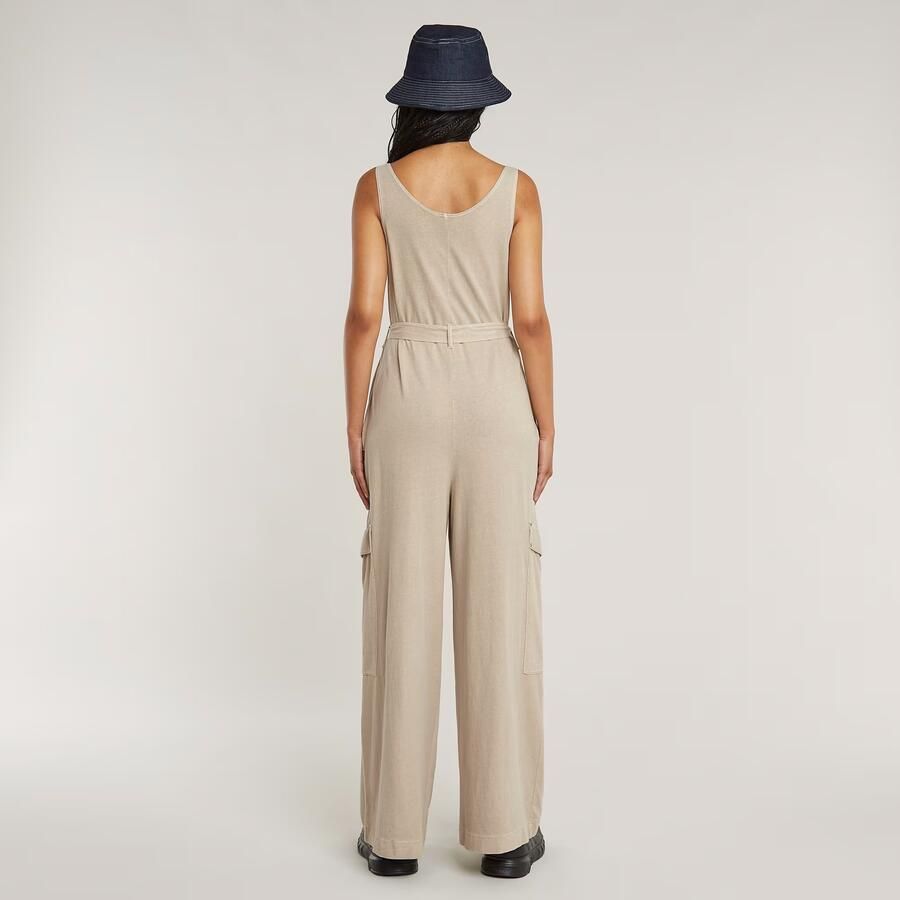 G-Star RAW Overdyed Utility Loose Jumpsuit Beige Dames