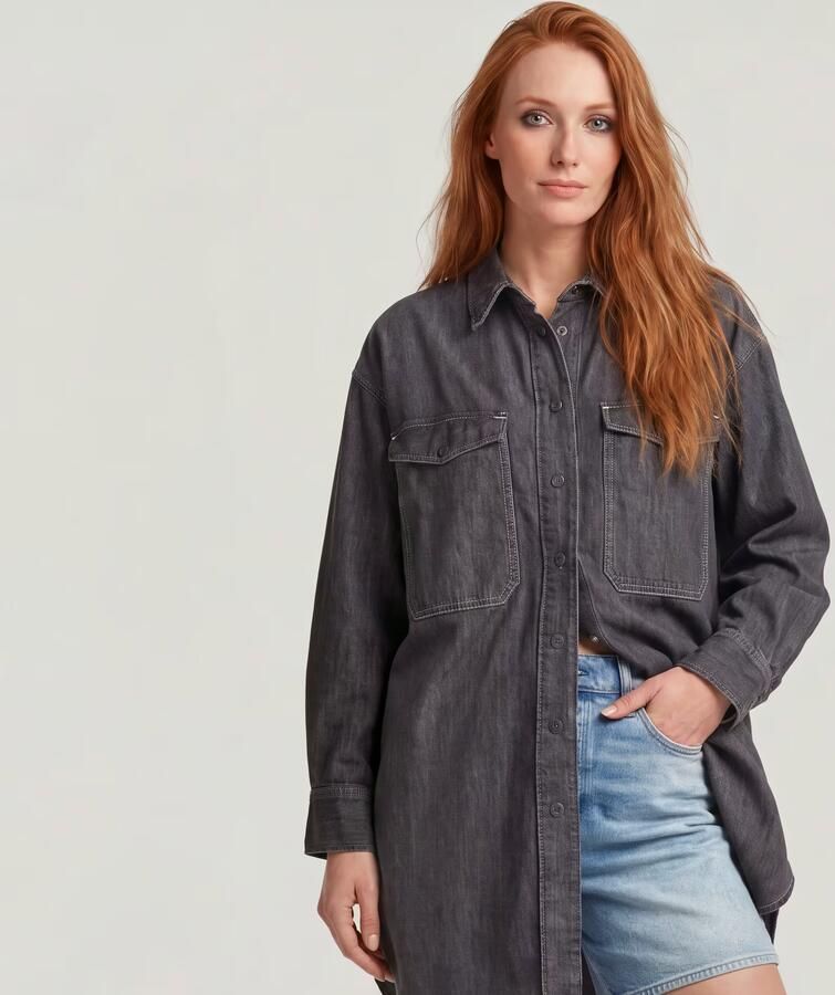 G-Star RAW Oversized Denim Blouse Evergreen Grijs Dames - Foto 4