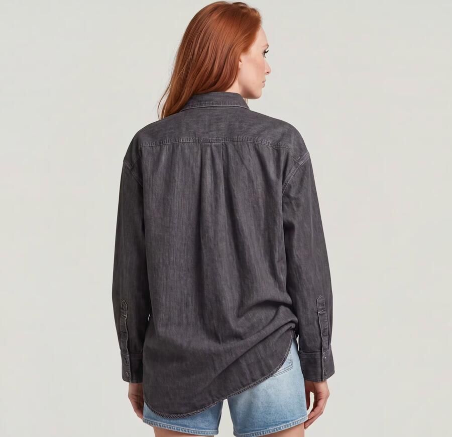 G-Star RAW Oversized Denim Blouse Evergreen Grijs Dames - Foto 3