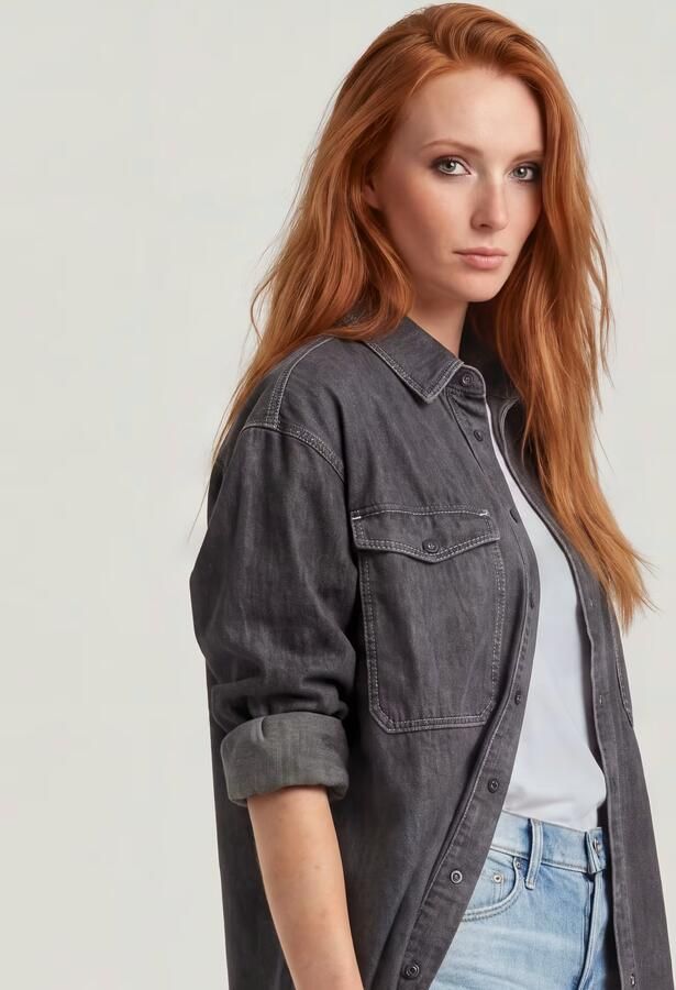 G-Star RAW Oversized Denim Blouse Evergreen Grijs Dames - Foto 5
