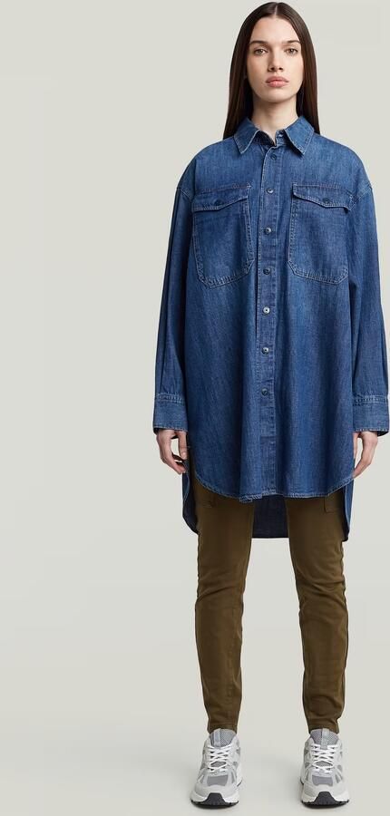 G-Star RAW Oversized Denim Blouse Evergreen Midden blauw Dames - Foto 5