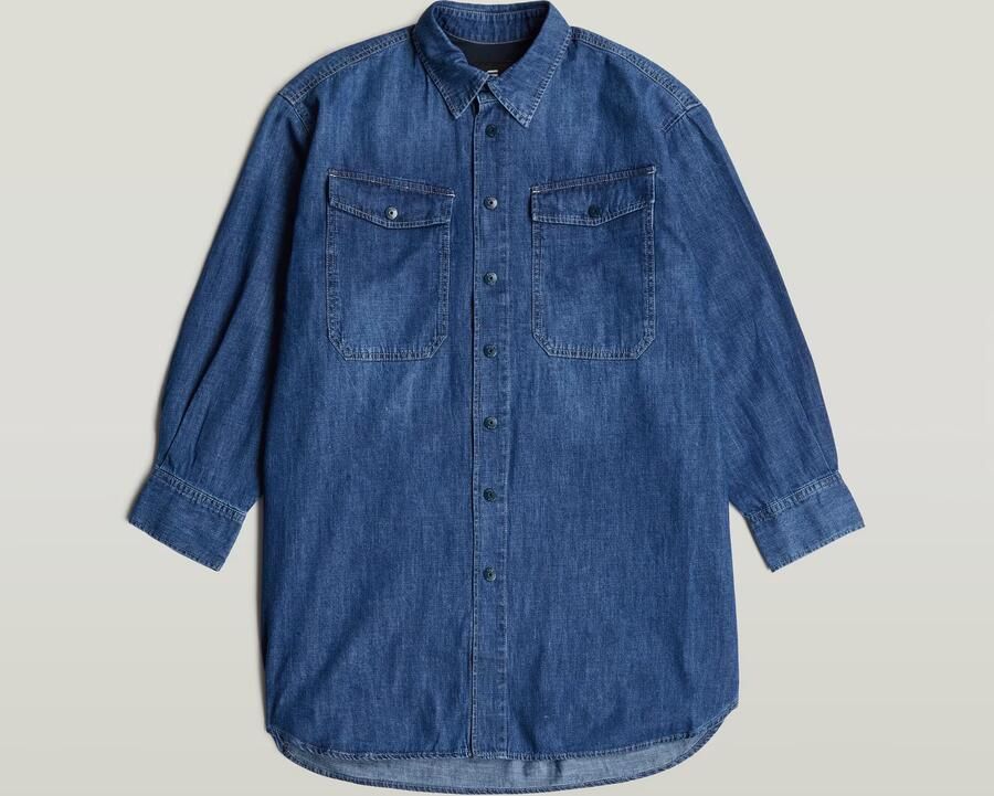 G-Star RAW Oversized Denim Blouse Evergreen Midden blauw Dames - Foto 4