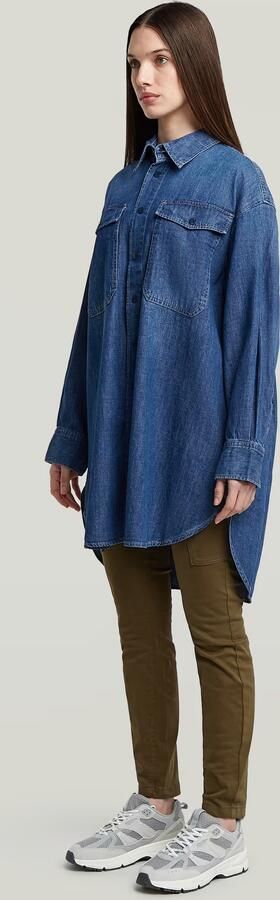 G-Star RAW Oversized Denim Blouse Evergreen Midden blauw Dames - Foto 7