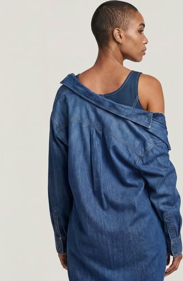 G-Star RAW Oversized Denim Blouse Evergreen Midden blauw Dames - Foto 4