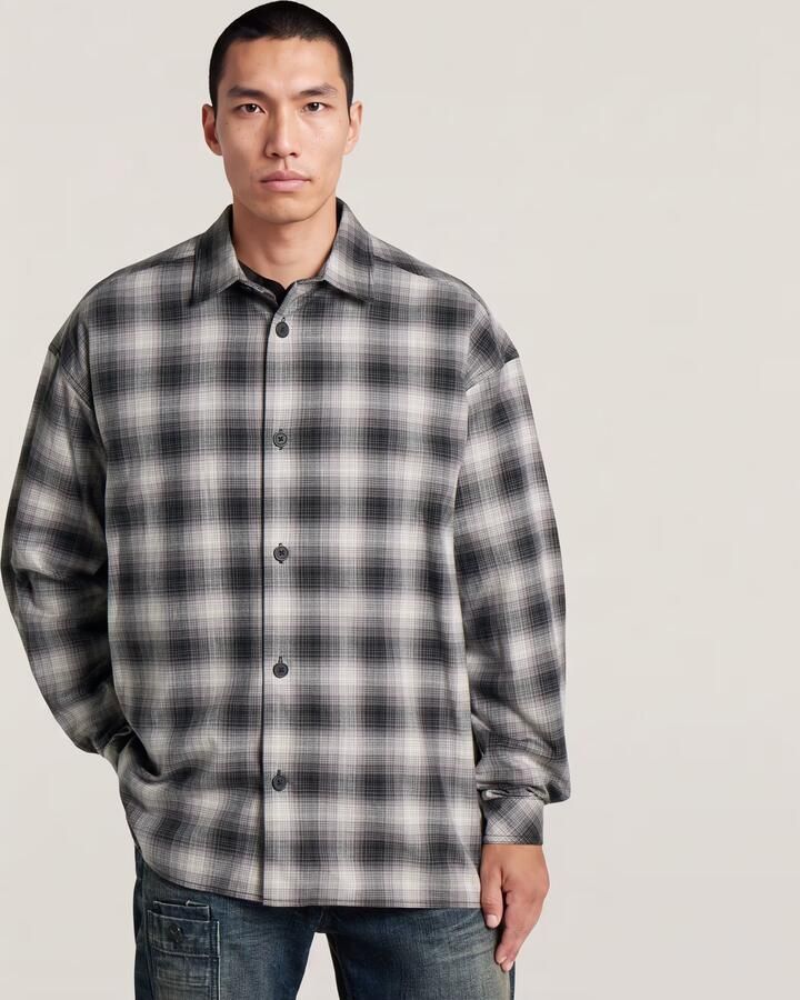 G-Star RAW Oversized geruit overhemd Zwart Heren