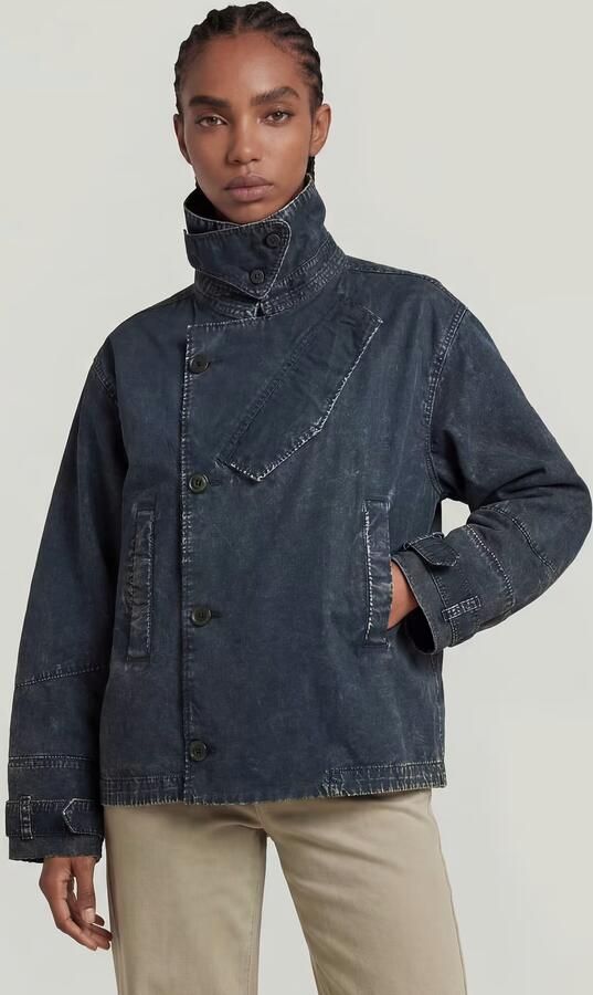 G-Star RAW Oversized Short Trenchcoat Donkerblauw Dames - Foto 5
