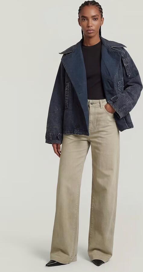 G-Star RAW Oversized Short Trenchcoat Donkerblauw Dames - Foto 7