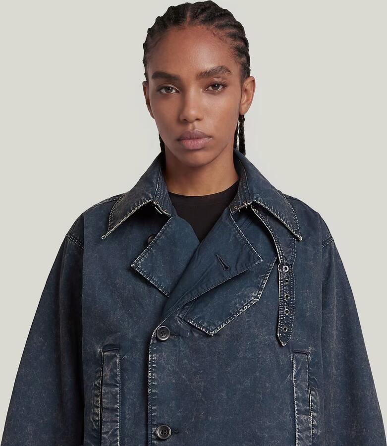 G-Star RAW Oversized Short Trenchcoat Donkerblauw Dames - Foto 3
