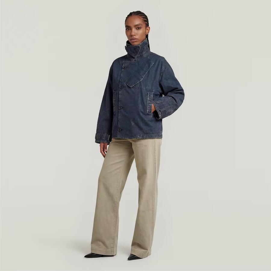G-Star RAW Oversized Short Trenchcoat Donkerblauw Dames - Foto 2