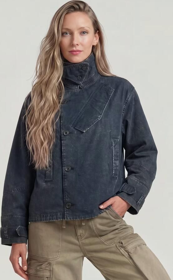 G-Star RAW Oversized Short Trenchcoat Donkerblauw Dames - Foto 5