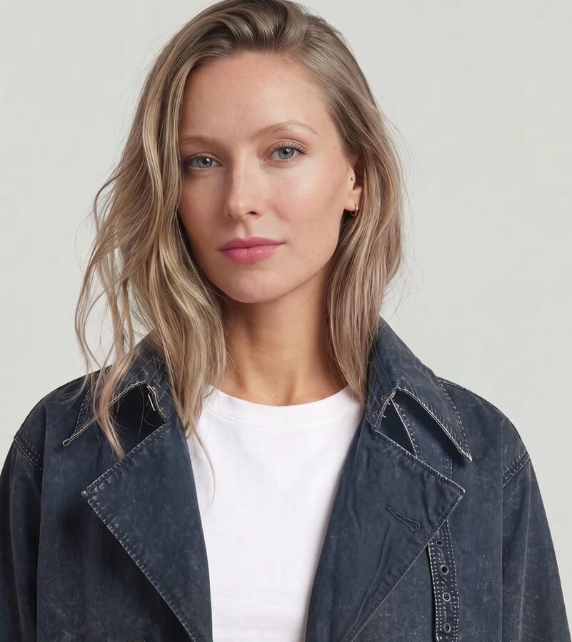 G-Star RAW Oversized Short Trenchcoat Donkerblauw Dames - Foto 3