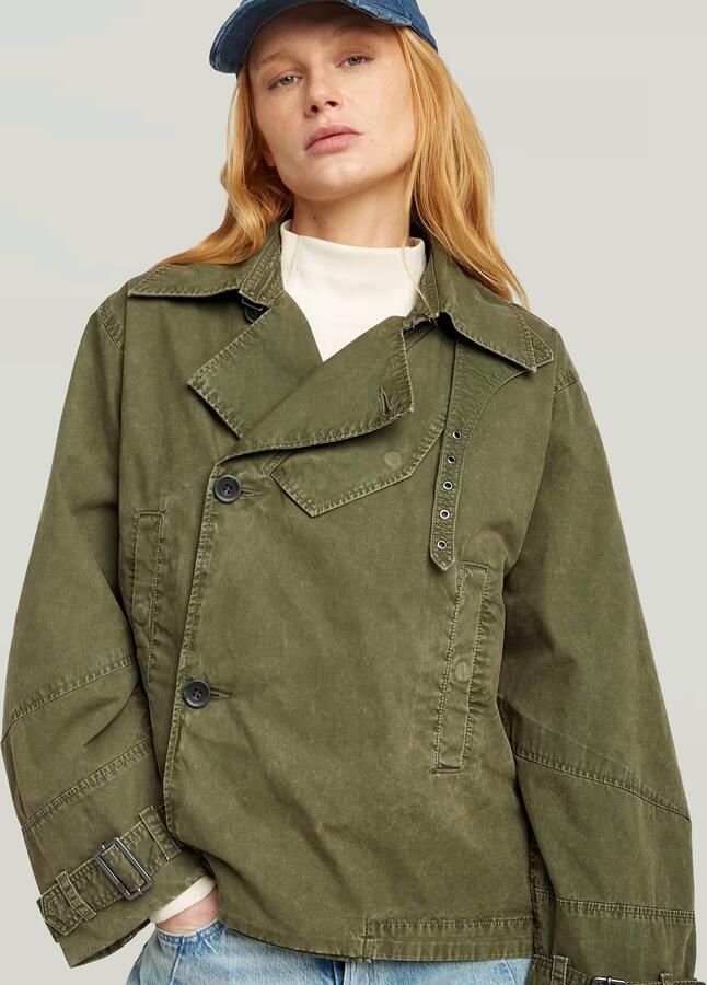 G-Star RAW Oversized Short Trenchcoat Groen Dames - Foto 3