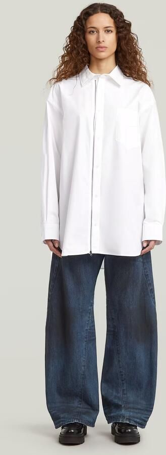 G-Star RAW Oversized Zip Poplin Overhemd Wit Dames - Foto 6