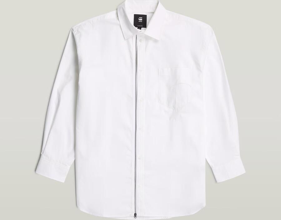 G-Star RAW Oversized Zip Poplin Overhemd Wit Dames - Foto 3