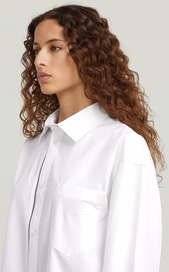 G-Star RAW Oversized Zip Poplin Overhemd Wit Dames - Foto 4