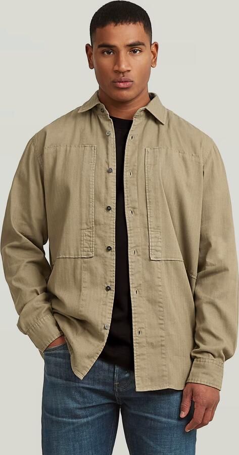 G-Star RAW Panelled Pocket Regular Overhemd Beige Heren
