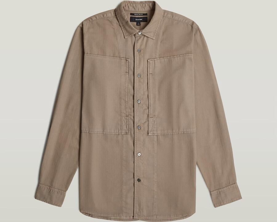 G-Star RAW Panelled Pocket Regular Overhemd Bruin Heren