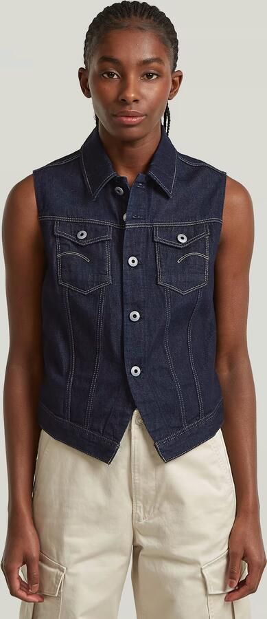 G-Star RAW Pitchched Hem Slim Vest Donkerblauw Dames