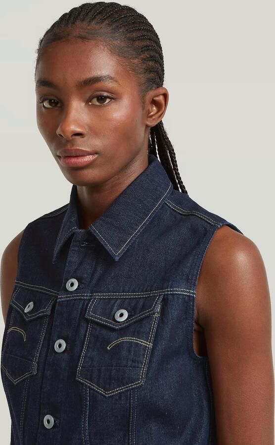 G-Star RAW Pitchched Hem Slim Vest Donkerblauw Dames - Foto 4