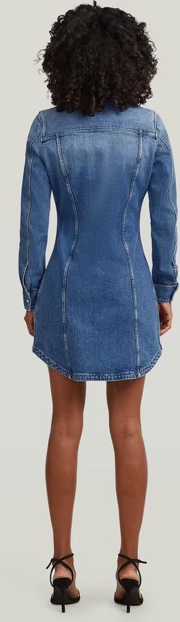 G-Star RAW Pitched Hem Overhemdjurk Midden blauw Dames - Foto 6