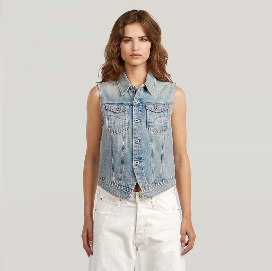G-Star RAW Pitched Hem Slim Vest Lichtblauw Dames
