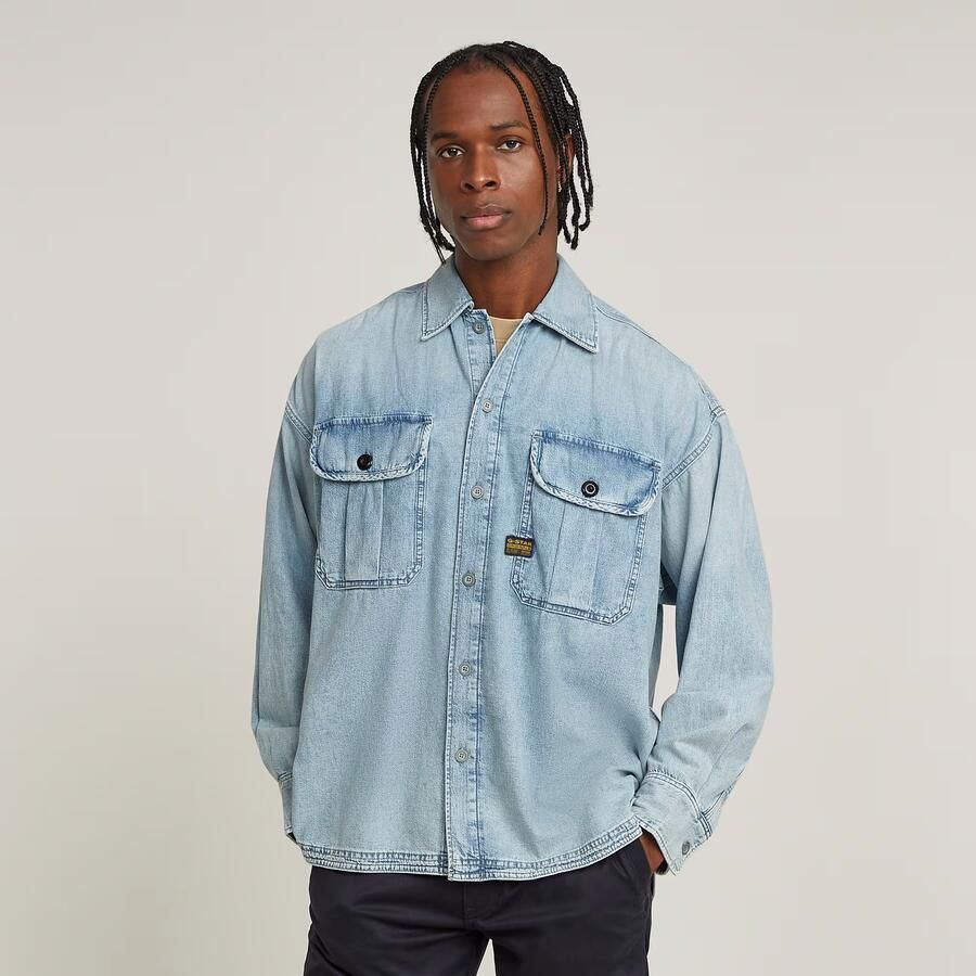 G-Star RAW Pleated 2-Pocket Boxy Shirt Lichtblauw Heren - Foto 7