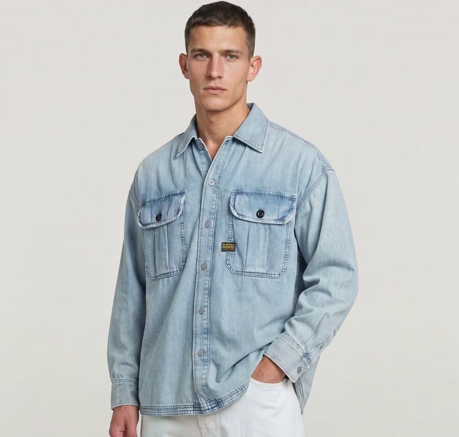 G-Star RAW Pleated 2-Pocket Boxy Shirt Lichtblauw Heren - Foto 4