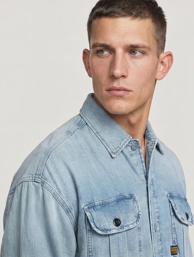 G-Star RAW Pleated 2-Pocket Boxy Shirt Lichtblauw Heren - Foto 5