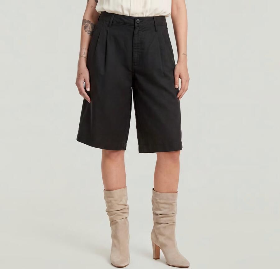 G-Star RAW Pleated Bermuda Short Zwart Dames - Foto 5