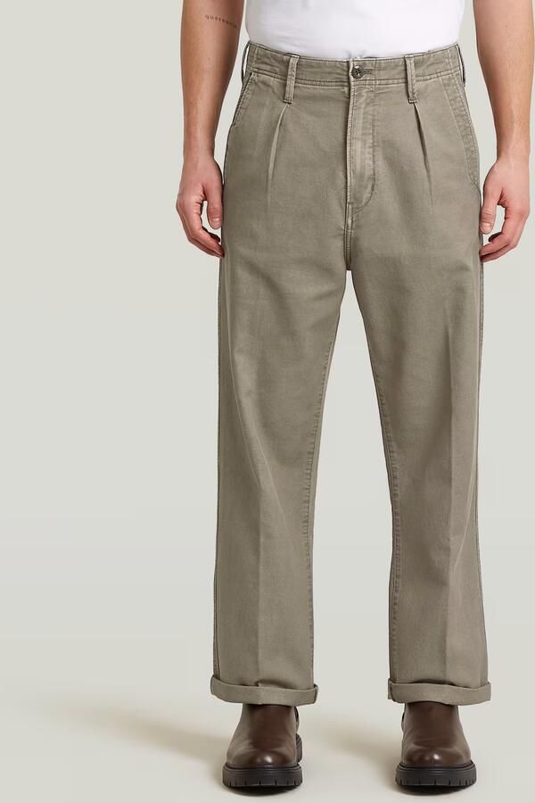 G-Star RAW Pleated Chino Relaxed Bruin Heren
