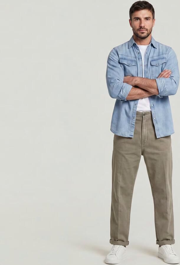 G-Star RAW Pleated Chino Relaxed Bruin Heren - Foto 6