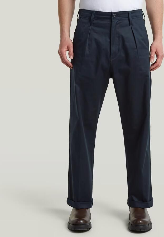 G-Star RAW Pleated Chino Relaxed Donkerblauw Heren