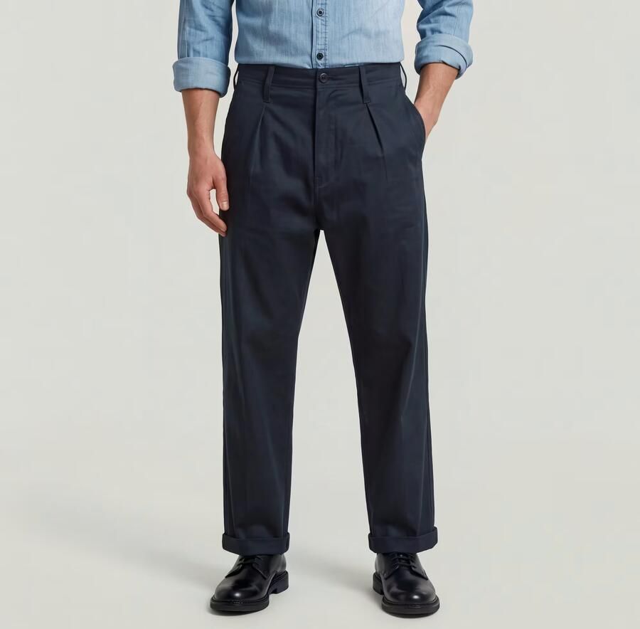 G-Star RAW Pleated Chino Relaxed Donkerblauw Heren - Foto 4