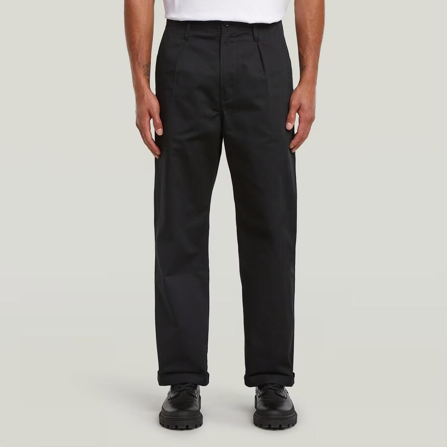 G-Star RAW Pleated Chino Relaxed Straight Zwart Heren