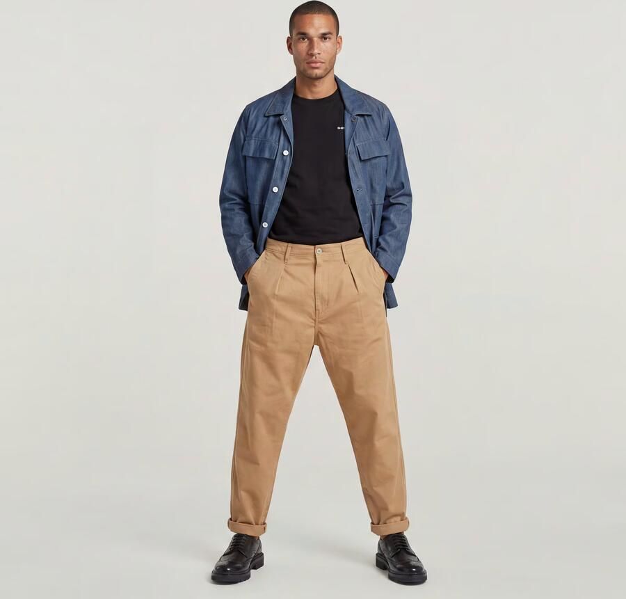G-Star RAW Pleated Chino Relaxed Tapered Bruin Heren - Foto 7