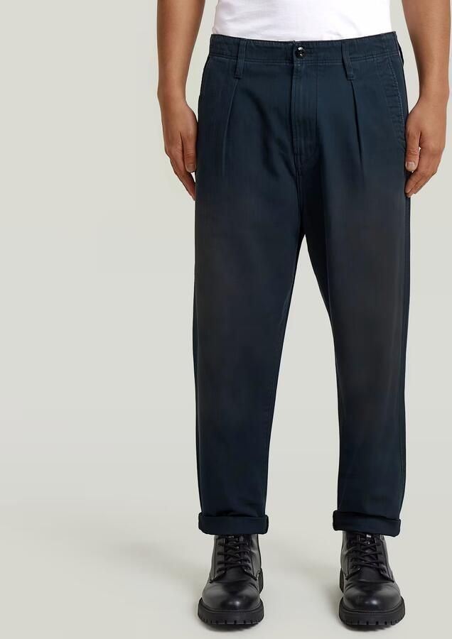 G-Star RAW Pleated Chino Relaxed Tapered Jeans Donkerblauw Heren
