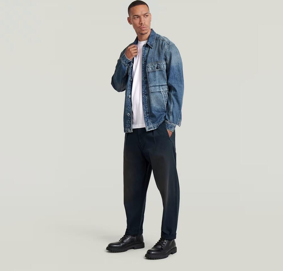 G-Star RAW Pleated Chino Relaxed Tapered Jeans Donkerblauw Heren - Foto 3